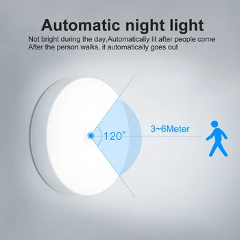 PIR Judesio Jutiklis Nakties Šviesos Auto On/Off Miegamojo Spintos Belaidis USB Įkrovimo Šiltai Balta/Balta Šviesa, 6 LED