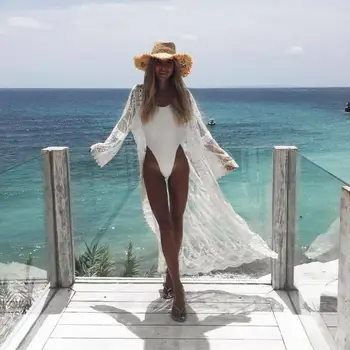 Hirigin Moterų Vasaros Nėriniai Nėrimo Bikini Padengti Iki Spausdinimo Beach Top Caidigan Paplūdimio Maudymosi Kostiumėlį Padengti Iki Paplūdimio Suknelė Šifono Paplūdimio
