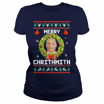 Mike Tyson Linksmų Chritmith Kalėdų moteriški Marškinėliai