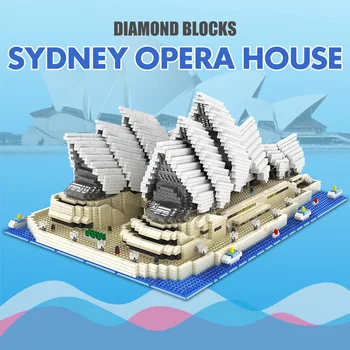 4131PCS Mini Diamond Blokai Garsaus Miesto Architektūra Sydney Opera House Modelis Statybiniai Blokai, Plytos, Žaislai Vaikams, Dovanos