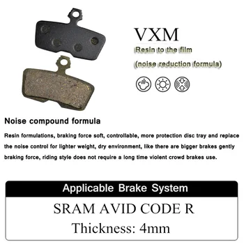VXM 2 Poros Dviračių Hidrauliniai Diskiniai Stabdžiai Pagalvėlės MTB avid code/avid MTB Dviratis, Diskiniai Stabdžiai Pagalvėlės multi-tipo Dervos Stabdžių trinkelės