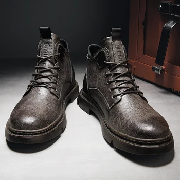 Karšto pardavimui, vyrų vidutinio viršuje odiniai batai lauko atsitiktinis odiniai batai lengvi, neslidžia nėriniai-up bėgimo bateliai Zapatos De Hombre