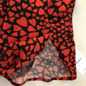 Elastinga Juosmens moterų sijonas Atsitiktinis Raudona Širdis Spausdinti Moterų Sijonas Derliaus Midi Sijonai Seksualus Plonas sijonas