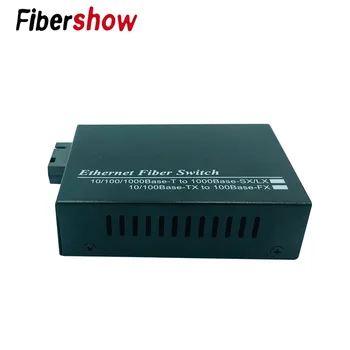 10/100/1000M Ethernet Pluošto jungiklis 2*RJ45 ir 1*SC Optinis Media Converter Vienos rūšies pluošto Uosto