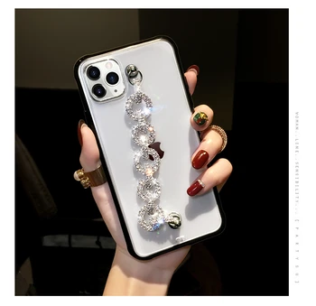 Iphone 12 Mini Pro Atveju Bling kalnų krištolas, Deimantas Apyrankės Grandinės Crystal Case For iPhone 11 Pro MAX XR X 6S 7 8 Plus SE 2020 m.