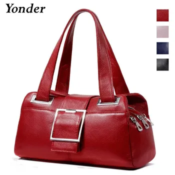 Yonder mados moterų rankinės, natūralios odos pečių krepšiai dizaineris moterų Pagalvę maišelį aukštos kokybės ponios rankinės 2019 Raudona