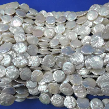 Perlų karoliukai, didelis apvalios monetos perlų karoliukus, gėlo vandens prarasti pearl su moneta baroko formos-18-20 mm