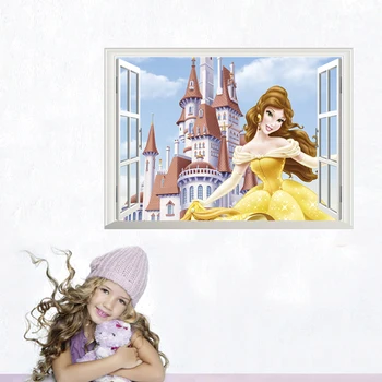 3d užšaldyti princesė snieguolė langą sienų lipdukai miegamasis namų dekoro animacinių filmų 