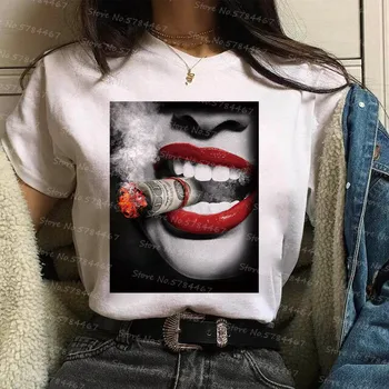 Populiarus Seksualus raudonas Lūpas Pinigų marškinėliai moterims 