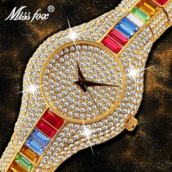 MISSFOX Sumaišykite Baguette Deimantų Moterų Laikrodžiai, Prabangūs Ponios Aukso laikrodis atsparus smūgiams atsparus Vandeniui Mažų Moteriškų Laikrodžių Moterų Laikrodis