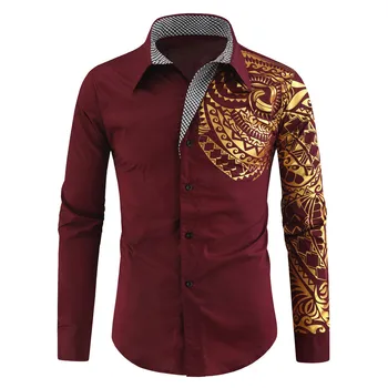 Pavasarį ir rudenį nauji vyriški laisvalaikio vientisos spalvos marškinėliai kūrybos totem įdegio spausdinimo ilgomis rankovėmis mados atvartas vyriška palaidinė
