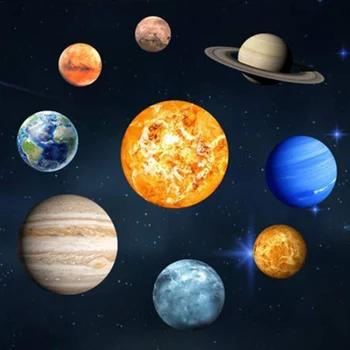 9Pcs/Set 9 Planetos Saulės Sistemos Liuminescencinės Sienos Klijuoti Visatos, Planetos, Galaktikos Vaikų Kambario, Miegamojo, Šviesos Sienos Lipdukai