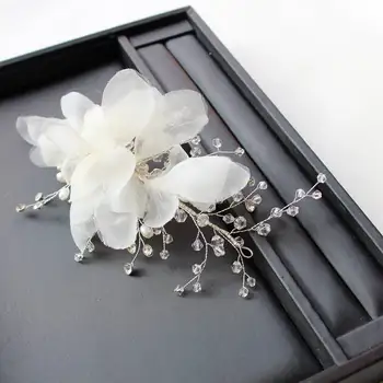 Pietų Korėja rankų darbo šilko siūlai balta gėlė hairgrips nuotaka vestuvių priedai baltas galvos apdangalas gėlių