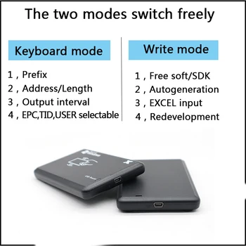 FONKAN Darbalaukio miniUSB 2.0 Portable RFID UHF Reader žymeklį Rašytojas ISO18000-6C USB Klaviatūros įvesties pateikti SDK ir demo mėginio Kortelės
