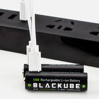 BLACKUBE 8Pcs Nemokamas Pristatymas AA 1500mAh 1,5 V 2250mWh 8pcs Baterijos Įtampos Apsauga USB Įkraunama Ličio Baterija