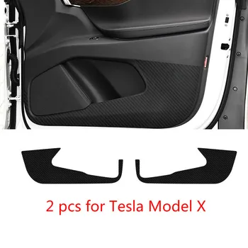 BAFIRE Juoda Dirbtinė Anglies Pluošto Apsaugos Durų Lipdukai Tesla Modelis 3 Modelis S Modelis X Anti-kicking Atsparus Dangtis