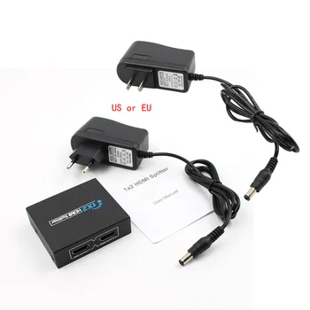 1x2 HDMI Splitter Extender 2 Port HDMI Audio Video v1.3b 1080p Splitter Adapteris, skirtas HD TELEVIZIJOS PS3 3D Ekranas, HDMI Splitter Extender