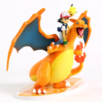 Anime Monstras Pelenų Ketchum, Satoshi Žirgais ant Charizard PVC Pav Kolekcines Modelis Žaislas