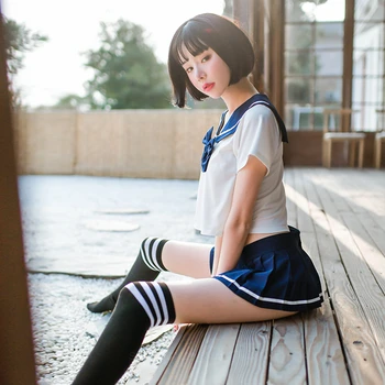 Moterų Japonijos Seksualus mokyklines Uniformas Mini Sijonas Aukštosios Mokyklos Studentas JK Kostiumas Sailor Trumpas Viršūnes, Cosplay Kostiumai, Seksualus apatinis Trikotažas