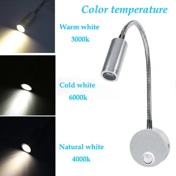 AC85-265V Modernios LED Žarnos Sienos lempa lanksti 1W 3W vonios veidrodis šviesos Naktiniai Skaityti tyrimas sconces led šviestuvų lempos