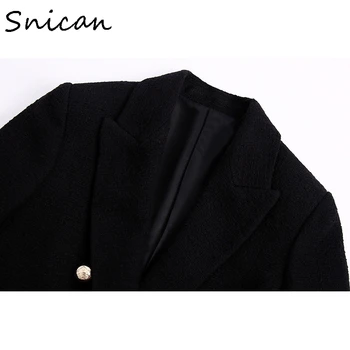 Zora juoda mygtuką iki žiemos striukė chalatą ilgomis rankovėmis derliaus office ponios streetwear za 2020 m. moteris jaqueta feminina abrigo mujer