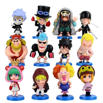12pcs/set Anime One Piece Dressrosa Serijos Luffy Zoro Sabo Koala Mini Q Ver. PVC Pav Žaislas, Lėlė