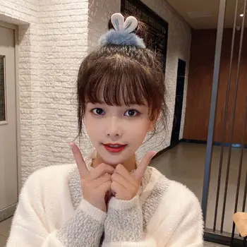 Korėjos Pliušinis Elastingas Plaukų Juostos Bunny Rabbit Ears Scrunchy Gumos Plaukų Įrašą Candy Spalva Mielas Šukuosena Mergaitėms Plaukų Aksesuarai