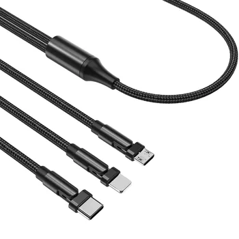 !ACCEZZ 3 in 1 USB Cable For iPhone 12 11 X 180 Laipsnių Greito Įkrovimo Micro USB Įkroviklio Laidą C Tipo Kabelio 