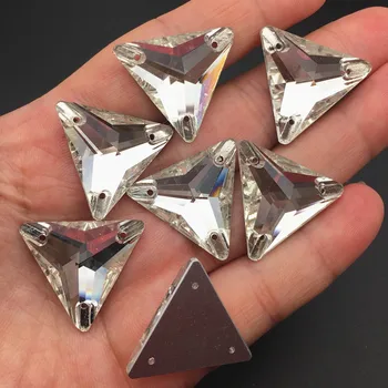 Crystal Siūti kalnų krištolas Geros Kokybės 12 16 22 mm skaidraus Stiklo Kristalų Trikampis flatback siuvimo mygtuką 