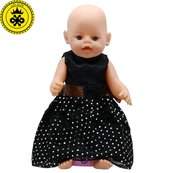 Baby Doll, Drabužius, 4-stiliaus Juoda Balta Princesė Suknelė Tinka 43cm Baby 43cm Lėlės Priedai Geriausia Gimtadienio dovana 100