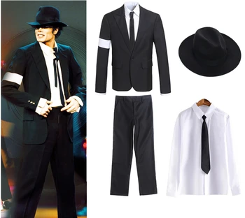 Geros kokybės MJ Michael Jackson Cosplay Pavojingų Modernus kostiumas necktie Mechaninė šokių Hip-hop Scenos kostiumų kailio Striukė, pirštinės