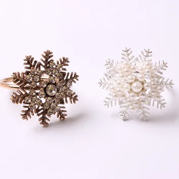 12pcs/daug Kalėdų snaigės servetėlių žiedas metalo servetėlių žiedas viešbutis holiday vystymo sagtis stalo dekoracijos