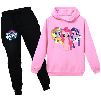 Vaikų 3-14Y Sportinę Hoodie T-shirt Mano Mažai Pony Girl ilgomis Rankovėmis Pavasarį, Rudenį, Žiemą Atsitiktinis Medvilnės Animacinių filmų Kostiumas
