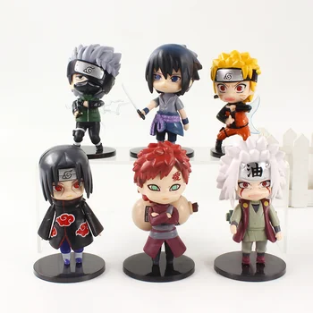 6pcs/daug Naruto Shippuden Duomenys Sasuke Itachi Kakashi Jiraiya Gaara Anime Modelis Žaislai, Gimtadienio Dovanos