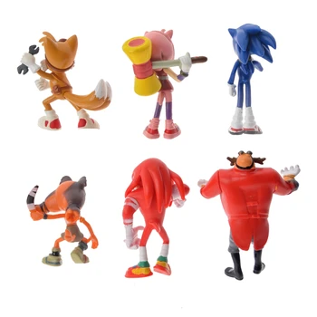 6Pcs/Set Sonic Duomenys Žaislas Pvc Žaislas Sonic Šešėlis Uodegos Simbolių Skaičius Žaislai Vaikams Gyvūnų, Žaislų Rinkinys sonic lėlės pliušinis žaislas