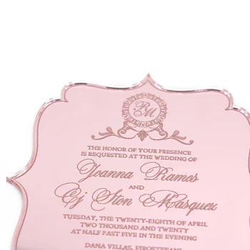 12*vnt asmeninį rose aukso ir sidabro veidrodis iš akrilo kvietimą vestuvių kortelės gimtadienio dalyvavimas osioms šalies prekių
