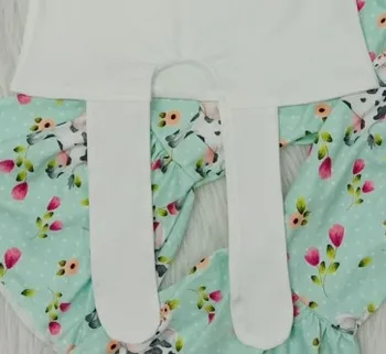 Nauja vaikų mergaičių trumparankoviai marškinėliai apačioje mazgas dizainas Mengniu spausdinti mados boutique užsiliepsnojo kelnės rinkinys