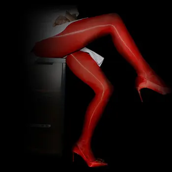 Sexy Moteris 100KG Plius Dydis Naftos Blizga Kojinės Sklandžiai Crotchless Seksualus Stora Vien Pamatyti Per Formuojant Pėdkelnės Candy Spalva F14