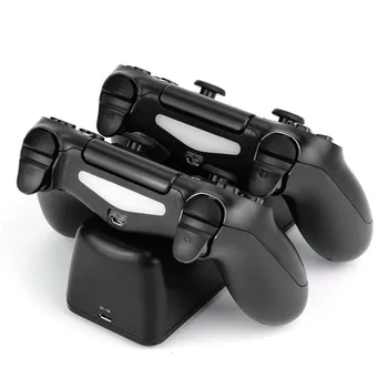 Greito Įkrovimo PS4 Dokas Dual Valdytojai Įkroviklio Įkrovimo Stotis Gamepad Stovas Laikiklis LED SONY PlayStation 4 PS4/Pro/Slim
