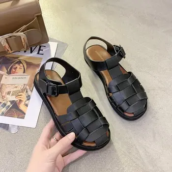 2020 m. pavasario ir vasaros naujų moterų batai austi tuščiaviduriai Romėnų stiliaus baotou sandalai moterų plokščiadugnis atsitiktinis laukinių