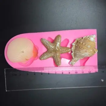 3D žvaigždė myli shell beach shell Silikono formos Pyragas apdaila pelėsių muilo forma