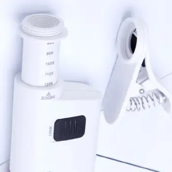 80-120X Skaitmeninį Įrašą Tipo Mobilųjį Telefoną, Mikroskopu Universalus Mini mobilusis telefonas Objektyvas didinamasis stiklas Su LED Lempos Biologinių Papuošalai Ant