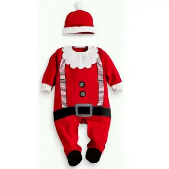 2019 Bamblys Vaikas Kalėdų Cosplay Kostiumų Santa Claus Ir Kalėdų Rompers Skrybėlę Nustatyti Mielas Kūdikis Tiktų Kalėdų Disguisement