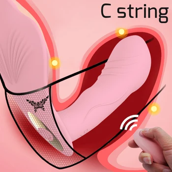 12 Greičio Nešiojami Dildo Vibratorius C String Kelnaitės Vibe Suaugusiųjų Erotinis Sekso Žaislas Moterims, Nuotolinio Valdymo pultu USB Įkrovimo