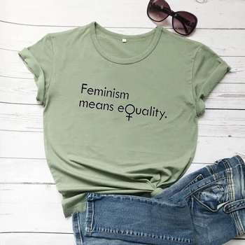 Feminizmo Marškinėliai Feminizmas Marškinėliai Feminizmas-Tai Lygybės Laiškas Spausdinti Moterų Marškinėliai Atsitiktinis Medvilnės Juokingi Marškinėliai derliaus šūkis tees