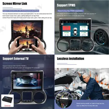 Android 9.0 automobilio multimedijos grotuvas Jeep grand wrangler 2011-2016 GPS Glonass navigacijos radijas stereo galvos vienetas wi-fi nemokamas žemėlapio