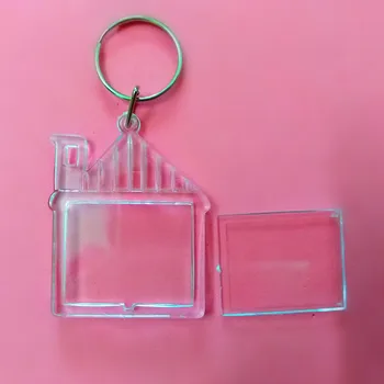 1000 Vnt Tuščią Akrilo Keychains Įdėti Nuotraukų plastiko Keyrings Aikštėje Klavišą Stačiakampio širdies apskrito priedai