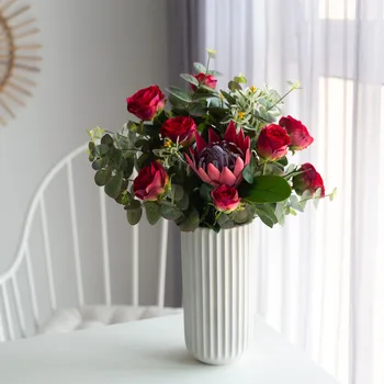 Naujas Gražus Didelis Rose Filialas, Dirbtinio Šilko Gėlės Namuose Vestuvių Dekoravimas Retro Rudenį Didelės Baltos Netikrą Gėlių Dekoras