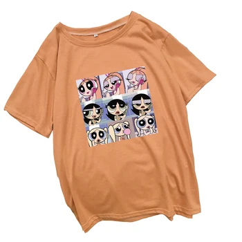 Moterys Vasarą Trumpomis Rankovėmis Marškinėlius Atsitiktinis Palaidų Korėjos Stiliaus Viršūnes Marškinėliai Femme Harajuku Kawaii Animacinių Filmų Mergina Atspausdintas T-Shirt Drabužiai