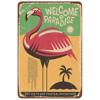 Flamingo Papūga Didelis Drake Apnašas Metalo Derliaus Alavo Pasirašyti Skurdus Tapybos Šiuolaikinio Namų Pet Shop Zoologijos sodas, Dekoratyviniai Metalo Plakatai